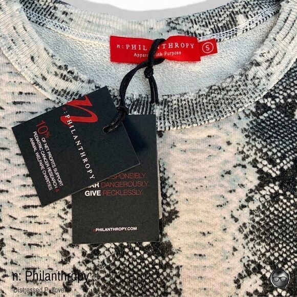 N:PHILANTHROPY LAUREN PYTHON FRENCH TERRY CREWNECK SWEATSHIRT SNAKESKIN PRINT - Picture 4 of 7
